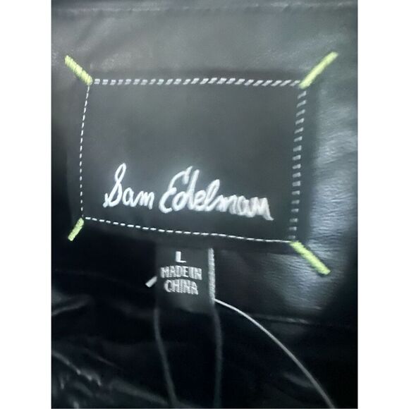 Sam Edelman Quilted PU Jacket black faux leather size Large BNWT - Picture 8 of 10